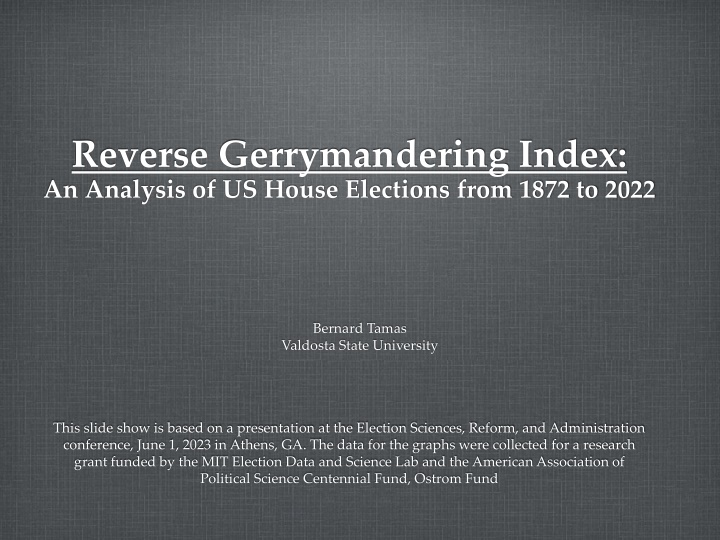 Analysis of Reverse Gerrymandering Index in US House Elections