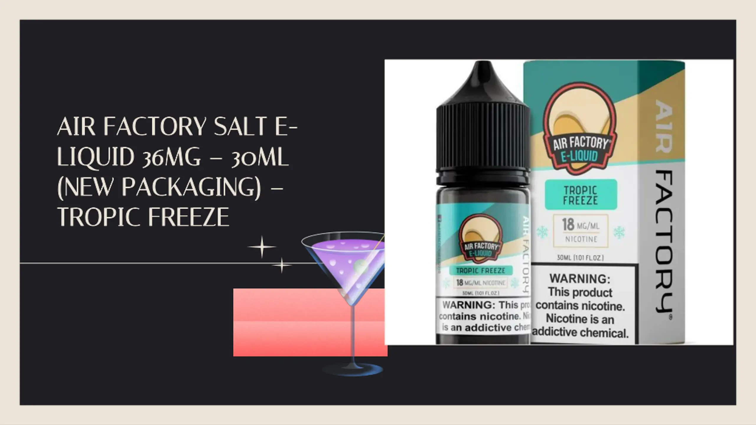 Air Factory Salt E-Liquid 36mg Tropic Freeze  Premium Nicotine