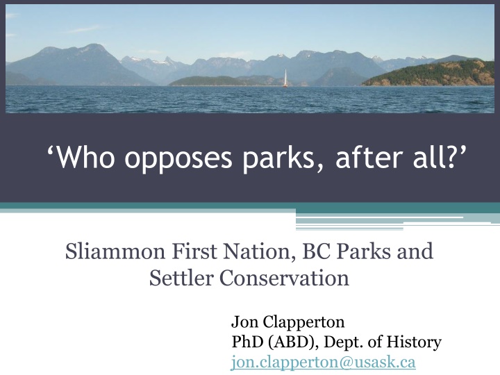 Contesting Boundaries: Sliammon First Nation's Struggle with Desolation Sound Parks