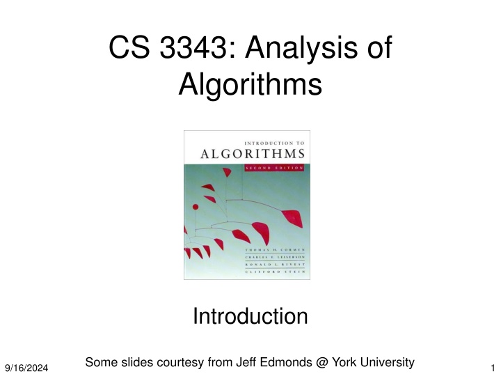 CS 3343: Analysis of Algorithms Course Overview