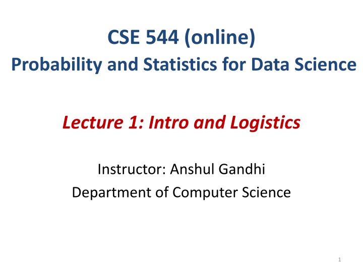 Probability and Statistics for Data Science Course Overview
