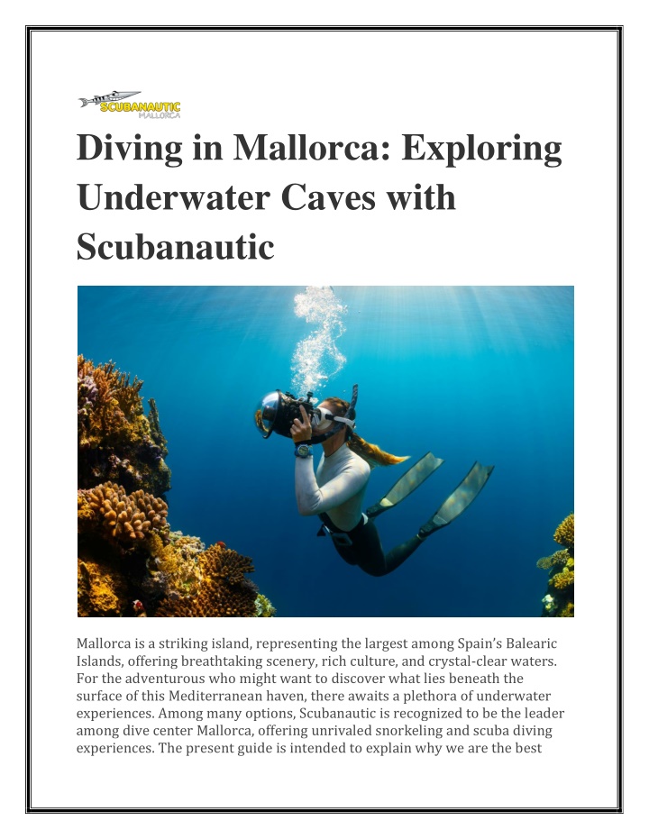 diving in mallorca exploring underwater caves n.w