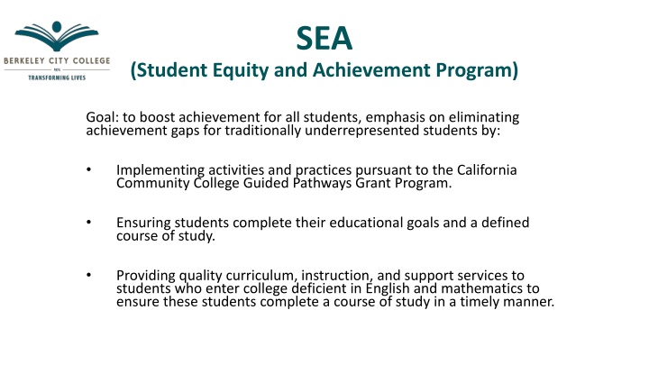 Student Equity and Achievement Program Overview