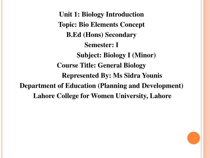 Bioelements in Living Organisms