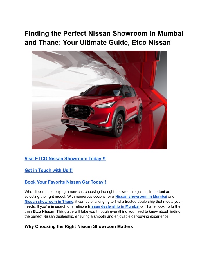 finding the perfect nissan showroom in mumbai n.w