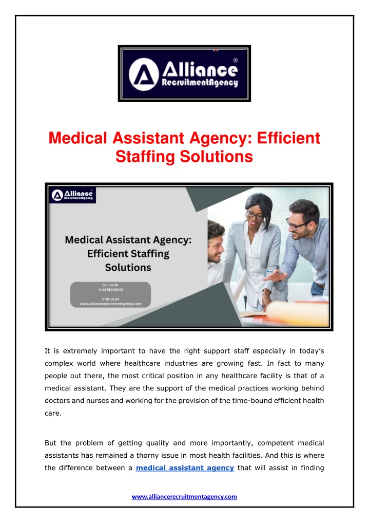 medical assistant agency efficient staffing n.w