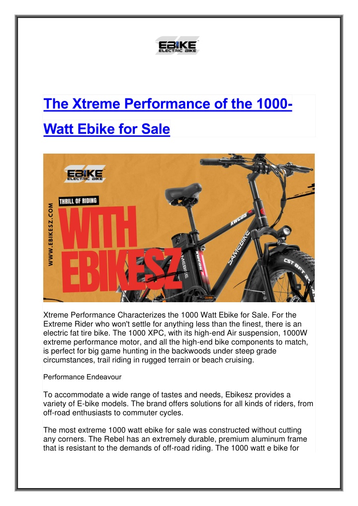 the xtreme performance of the 1000 n.w