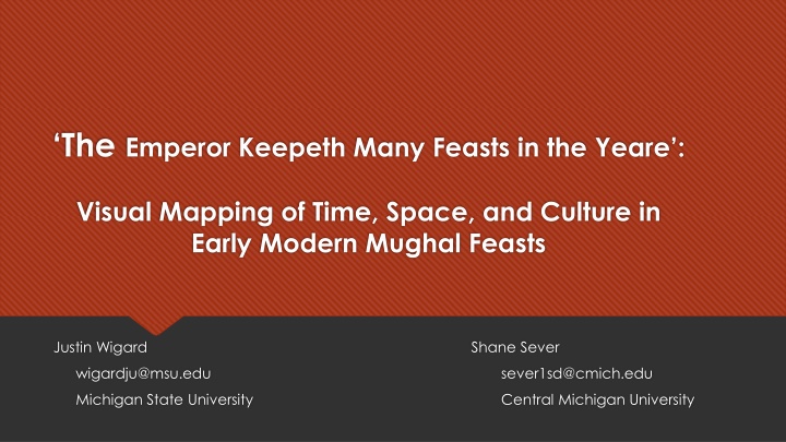 Mapping Time and Culture: Mughal Feasts in Early Modern Era