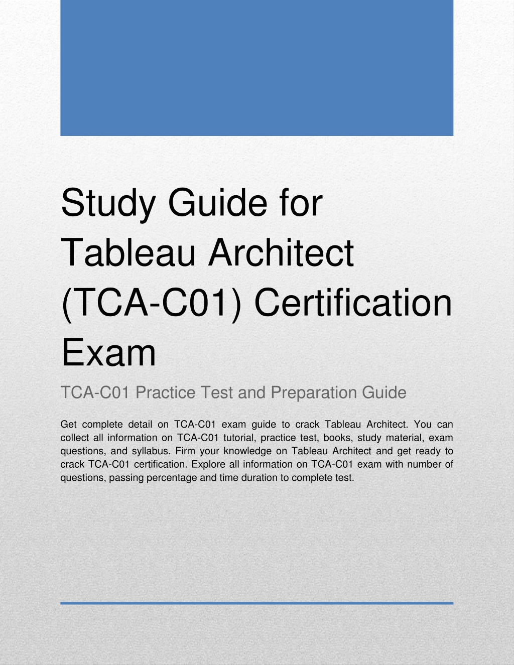 study guide for tableau architect l.w