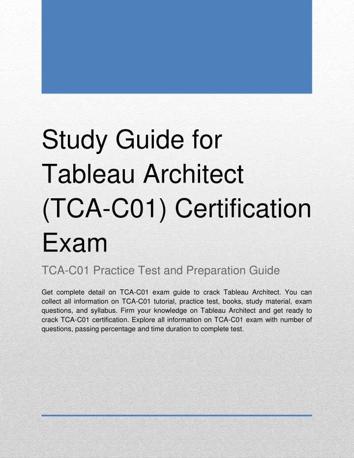 study guide for tableau architect n.w