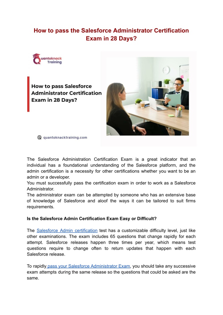 how to pass the salesforce administrator n.w