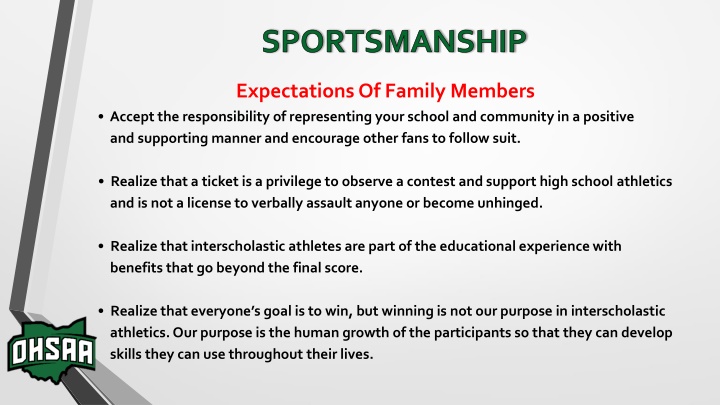 Expectations and Benefits of Sportsmanship in Interscholastic Athletics