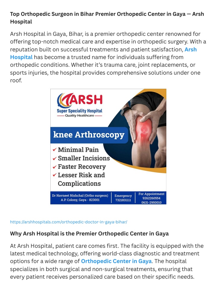 top orthopedic surgeon in bihar premier n.w
