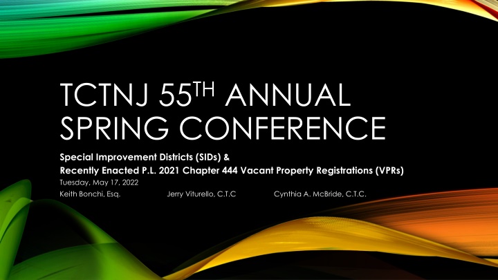 Special Improvement Districts and Vacant Property Registrations in New Jersey