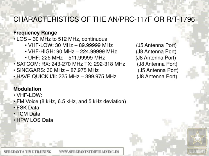 AN/PRC-117F Characteristics Overview