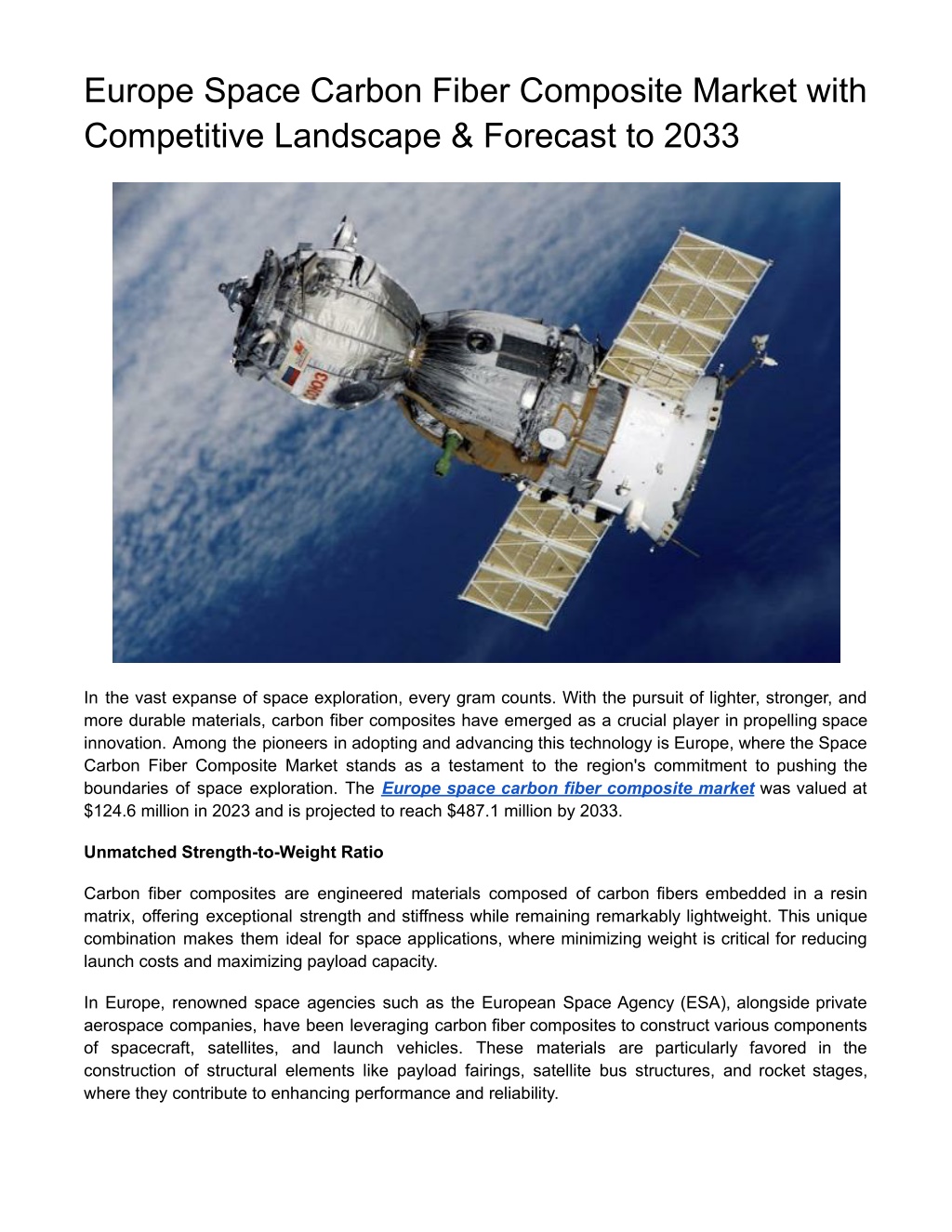 europe space carbon fiber composite market with l.w