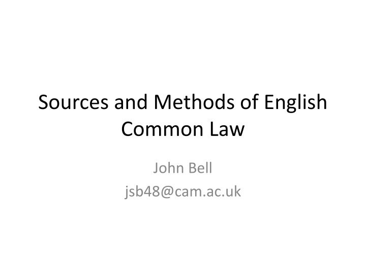 English Common Law and Judicial Precedent