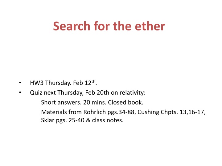 The Search for Ether in Physics