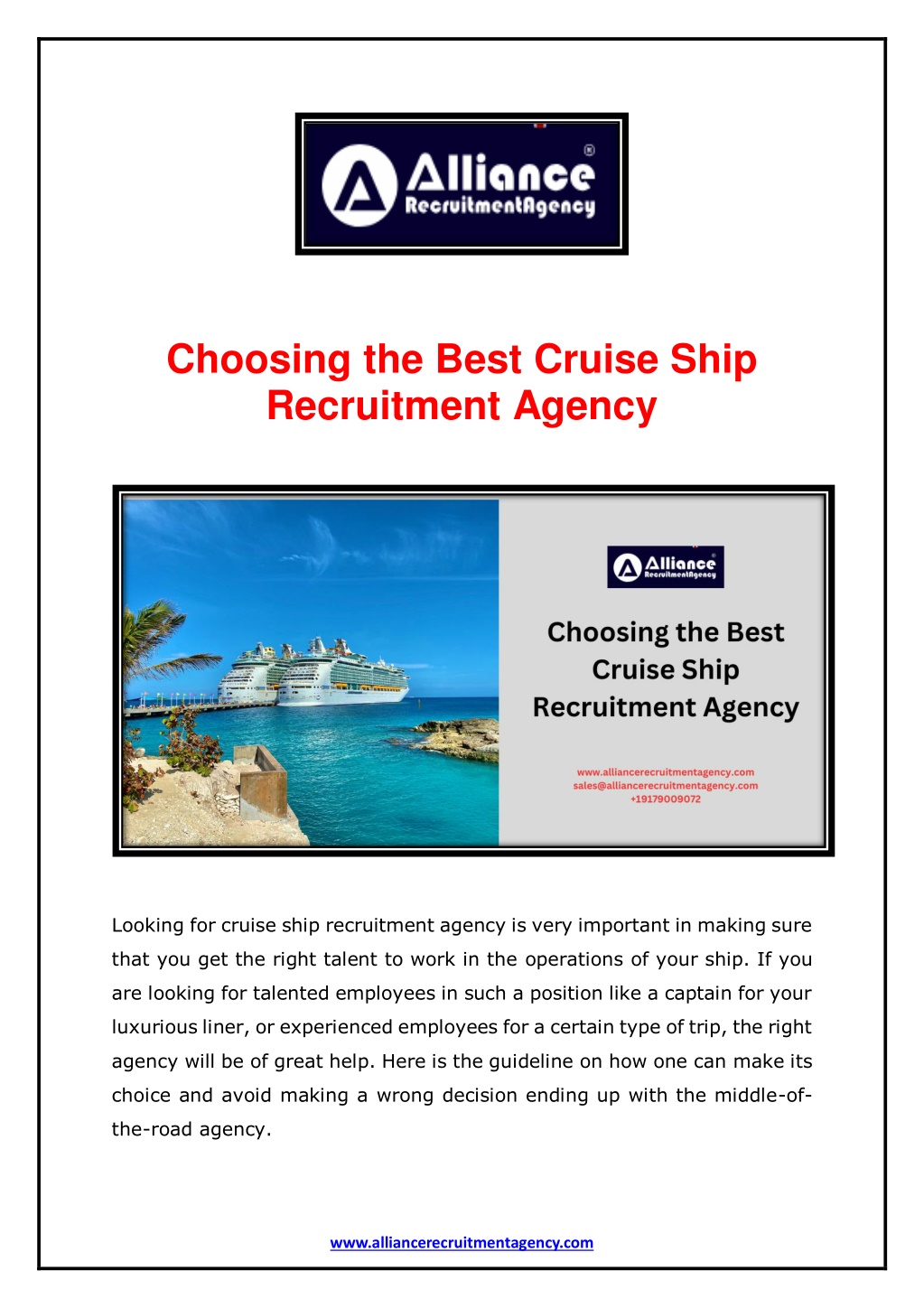 choosing the best cruise ship recruitment agency l.w