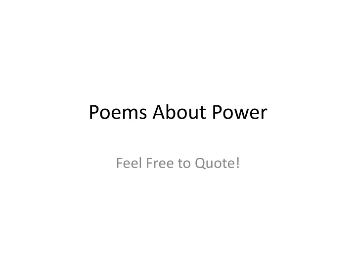 Reflections on Power Through Poetry
