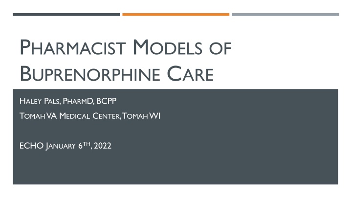 Comprehensive Overview of Buprenorphine Care in Pharmacy Practice
