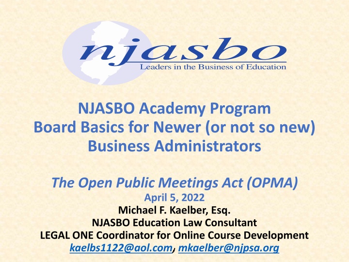 New Jersey's Open Public Meetings Act (OPMA)