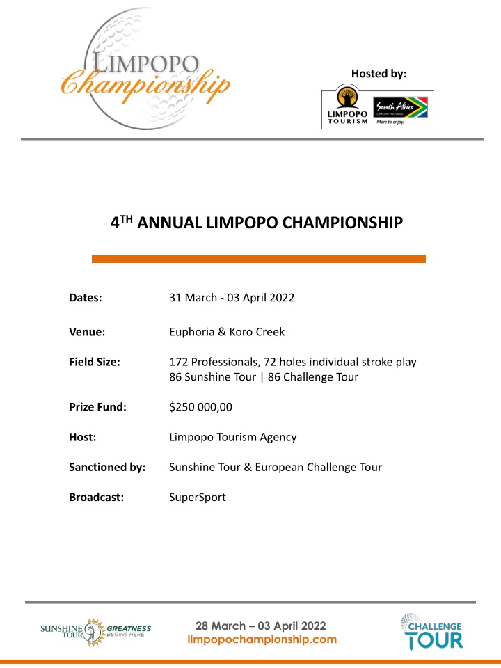 4th Annual Limpopo Championship Program and Schedule