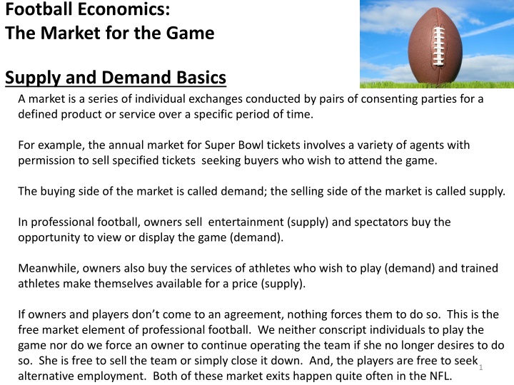 The Market Dynamics of Football Economics