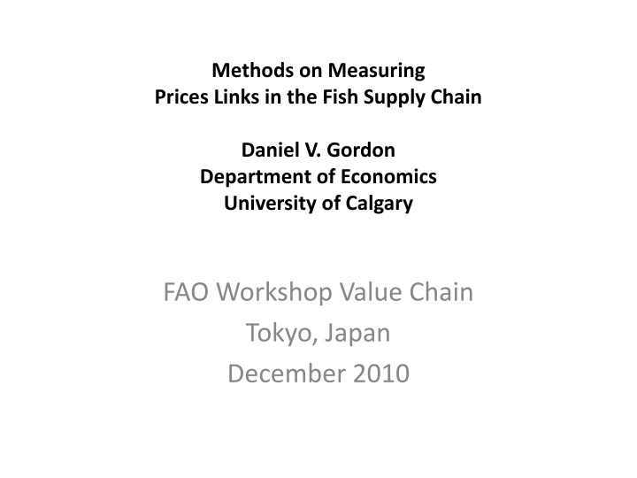 Analysis of Price Links in the Fish Supply Chain