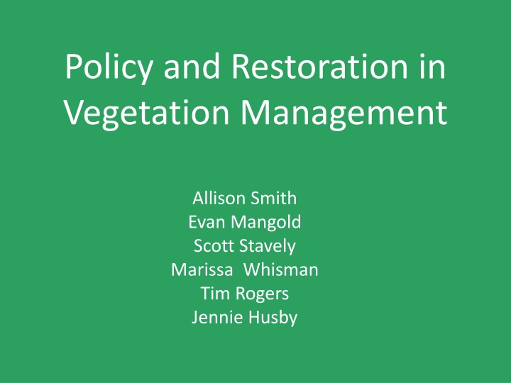 Invasive Plants and Vegetation Management