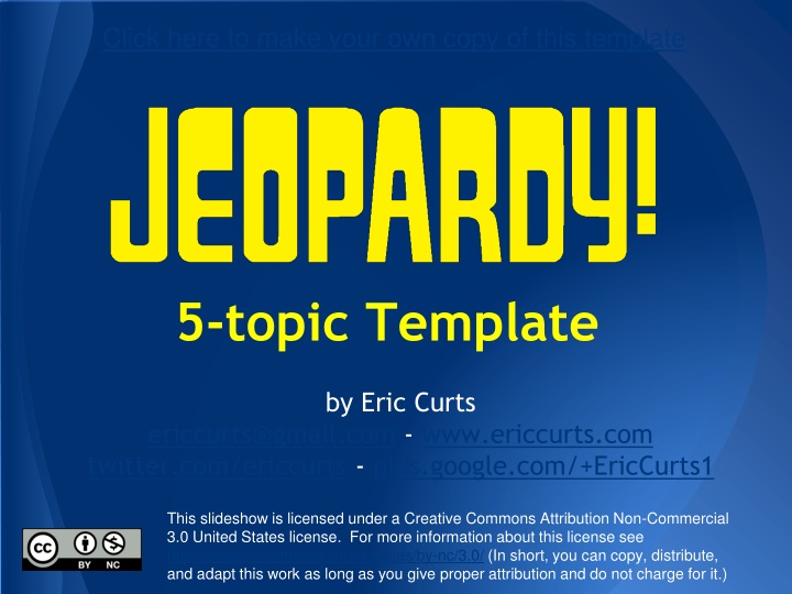Create Your Own Jeopardy Game Template - Topic-Based