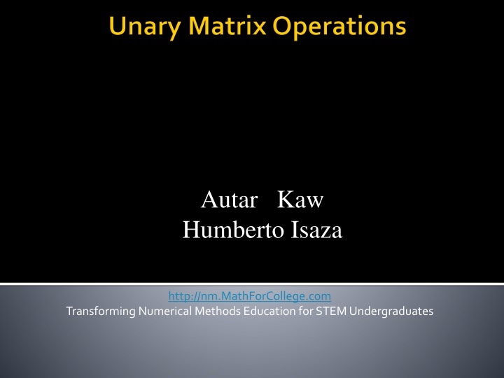 Matrix Operations and Properties