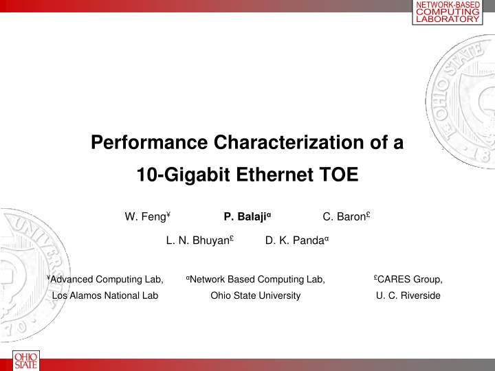 Performance Characterization of a 10-Gigabit Ethernet TOE