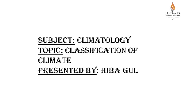 Climate Classification Systems
