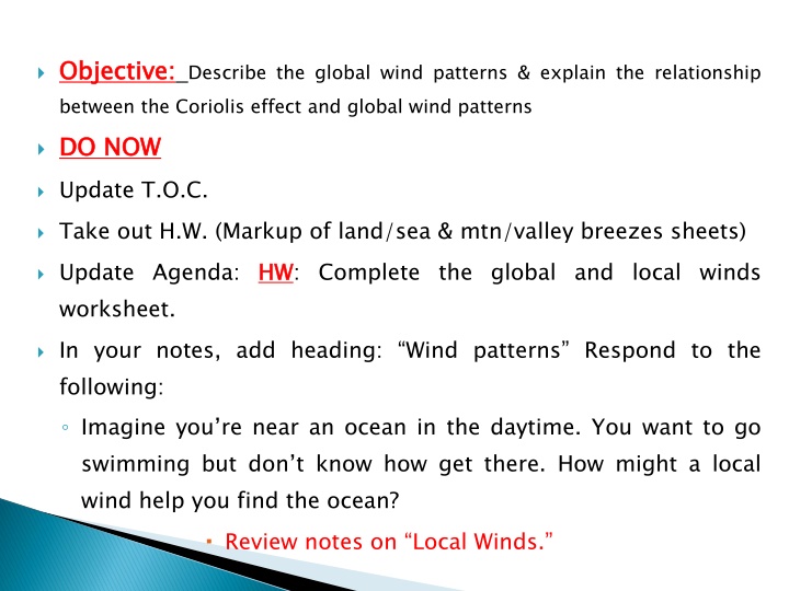 Global Wind Patterns and the Coriolis Effect