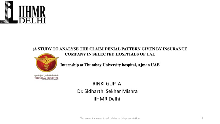 Analysis of Insurance Claim Denial Patterns in UAE Hospitals