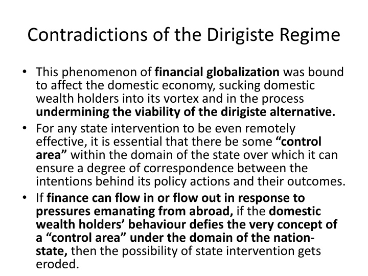 Challenges of the Dirigiste Regime in Financial Globalization