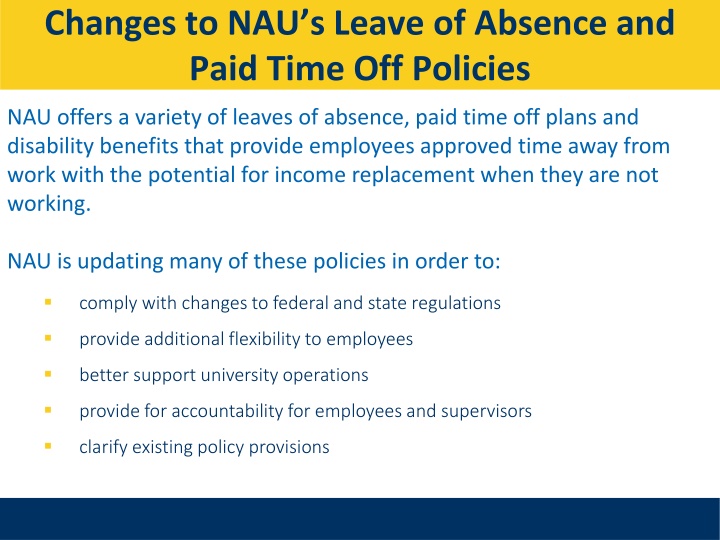 Updates to NAU's Leave of Absence and Paid Time Off Policies