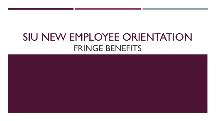 SIU New Employee Orientation - Fringe Benefits Overview