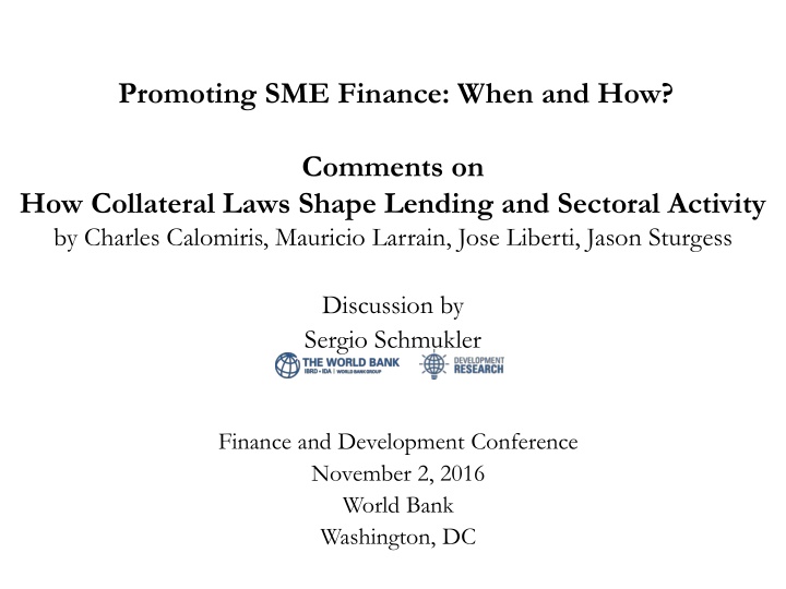 Collateral Laws in SME Finance for Economic Growth
