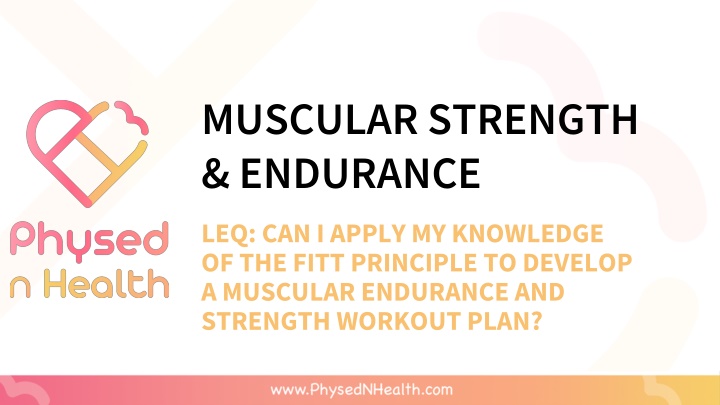 Effective Application of FITT Principle for Muscular Strength and Endurance Training
