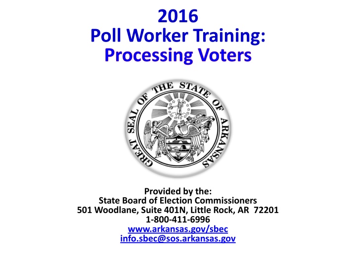 Poll Worker Training Guidelines for Voter Processing