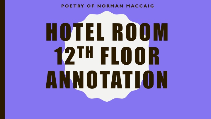 Analysis of Norman MacCaig's 