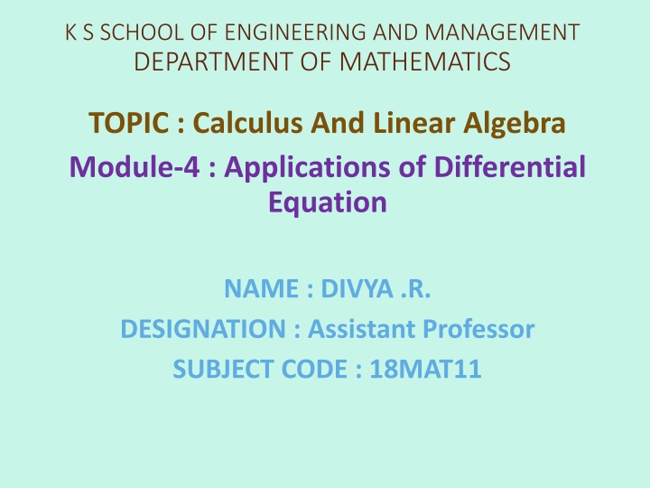 Applications of Differential Equations in Engineering and Mathematics