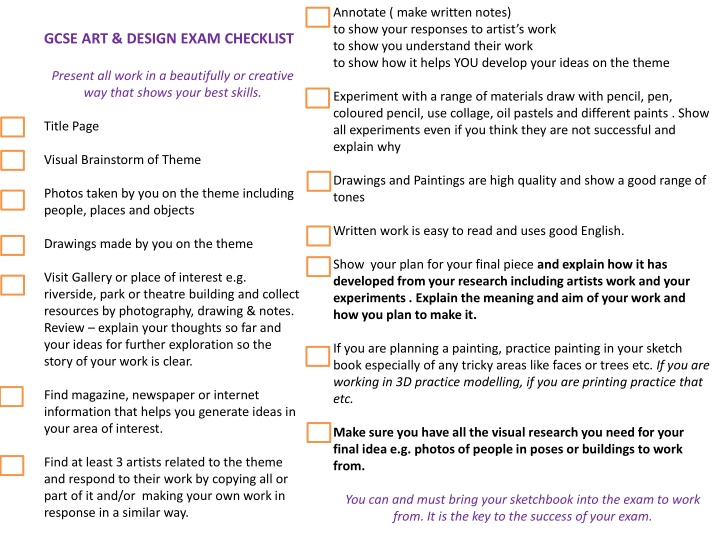 Artistic Development in GCSE Art & Design Exam