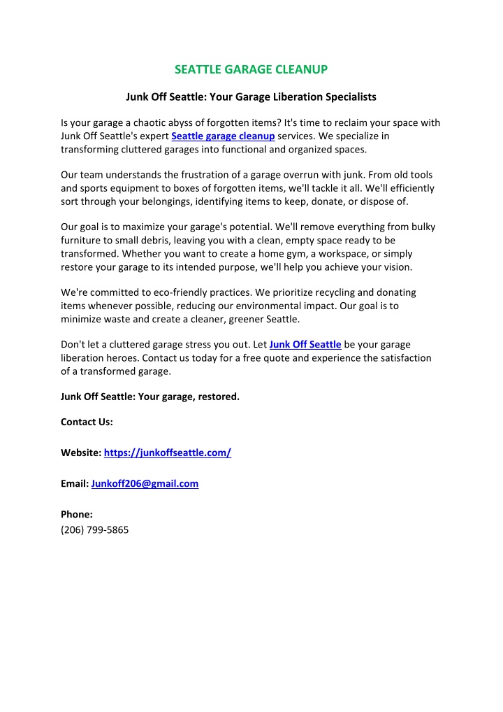 seattle garage cleanup n.w