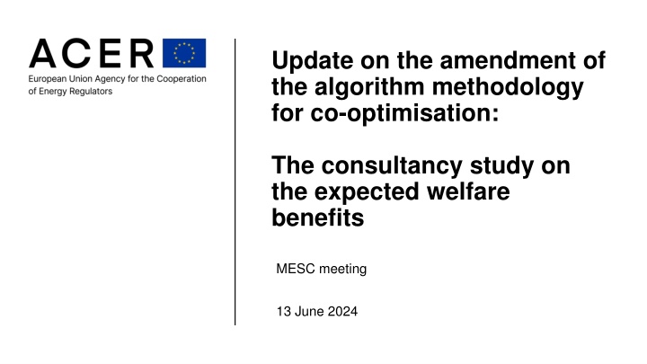 Update on Algorithm Methodology for Co-optimisation Study