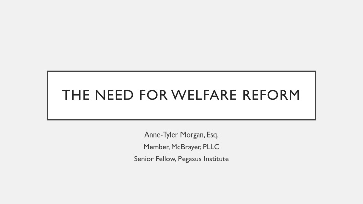 Reforming Welfare System for Enhanced Effectiveness