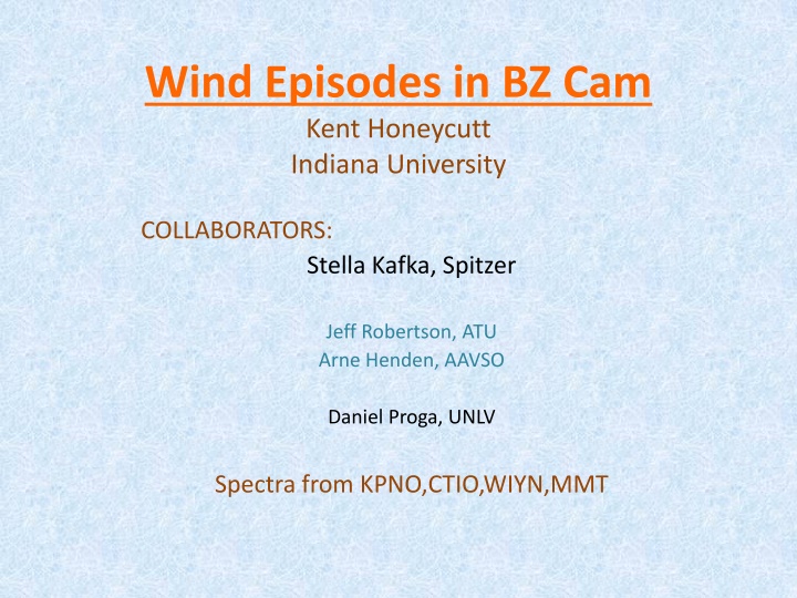 Exploring Wind Episodes in BZ Cam at Indiana University