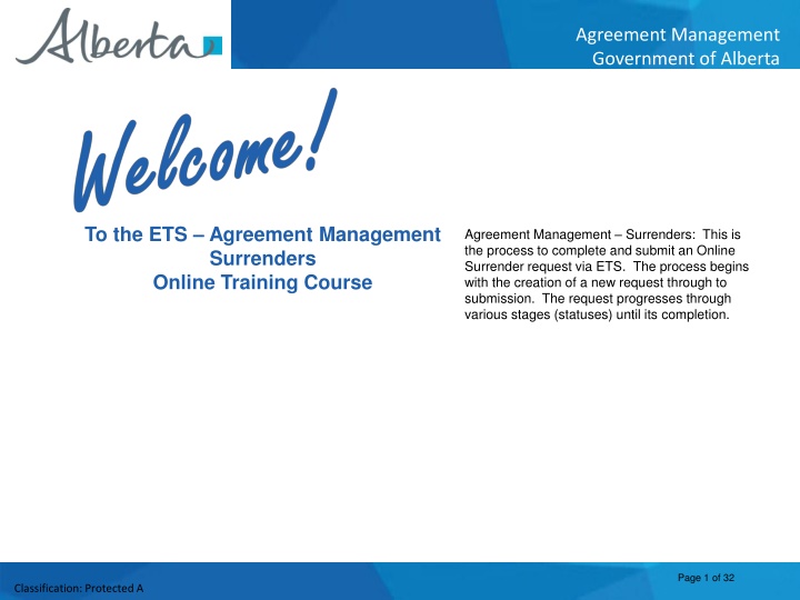 Online Surrender Request Process via ETS: Government of Alberta